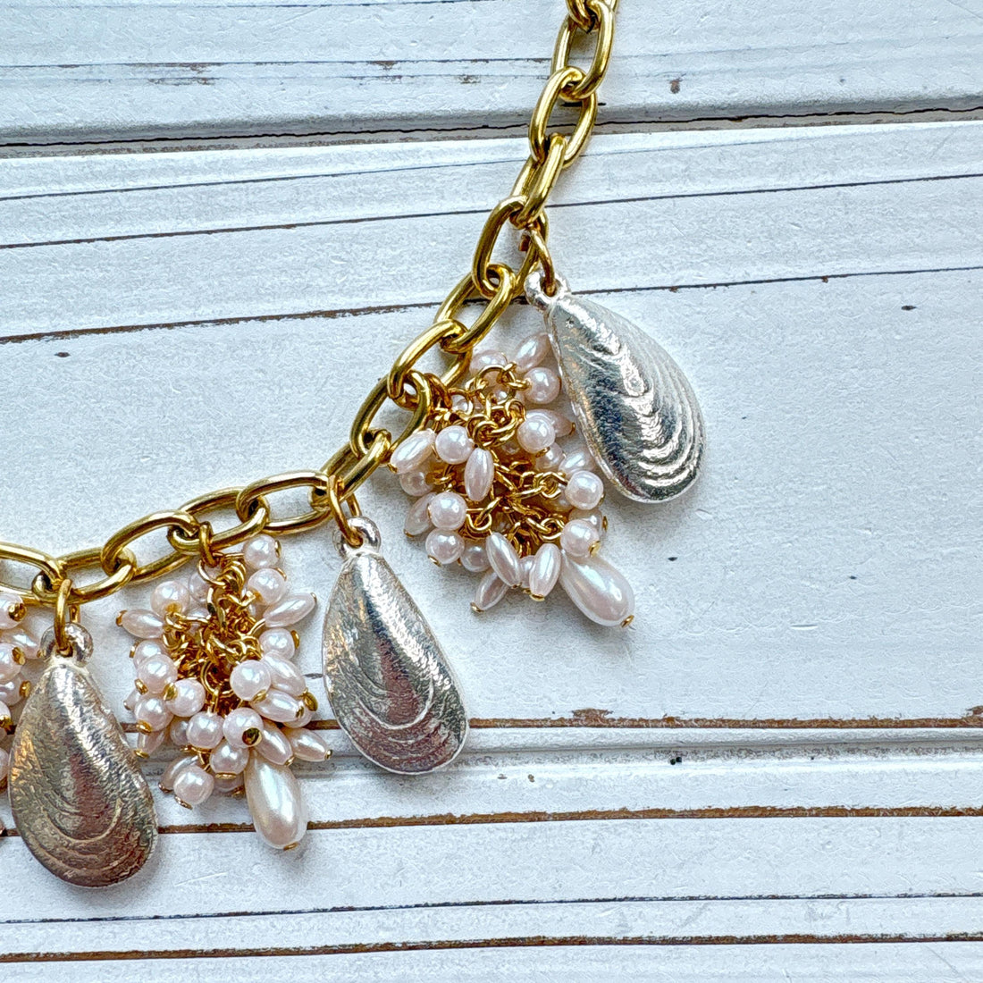 Mussels and Pearls Statement Necklace