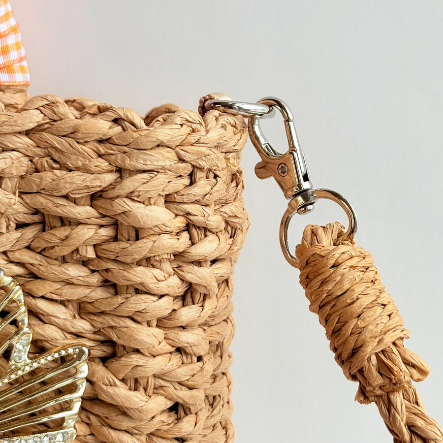 Hummingbird Top Handle Woven Straw Handbag - One-of-a-Kind