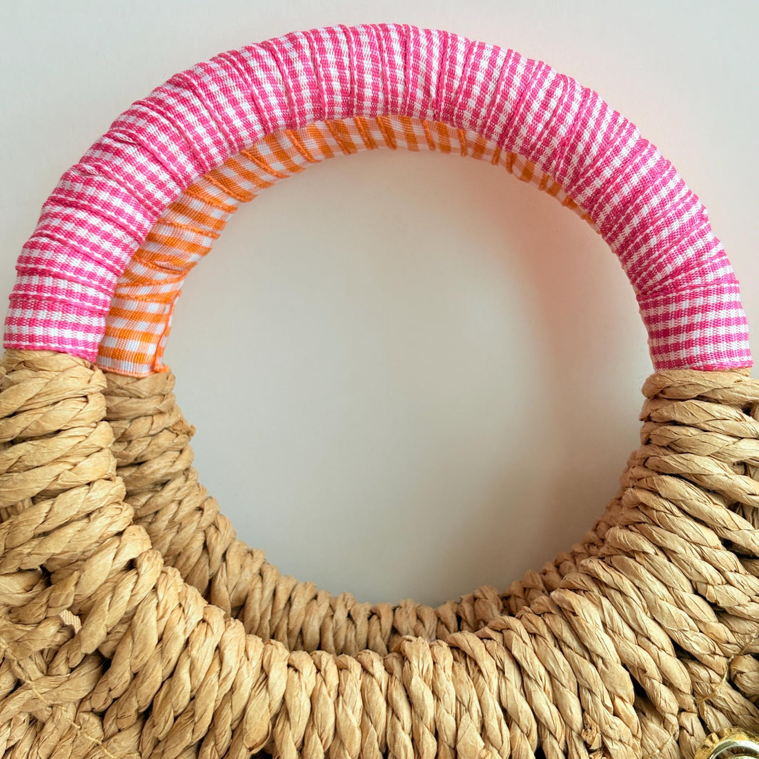 Hummingbird Top Handle Woven Straw Handbag - One-of-a-Kind