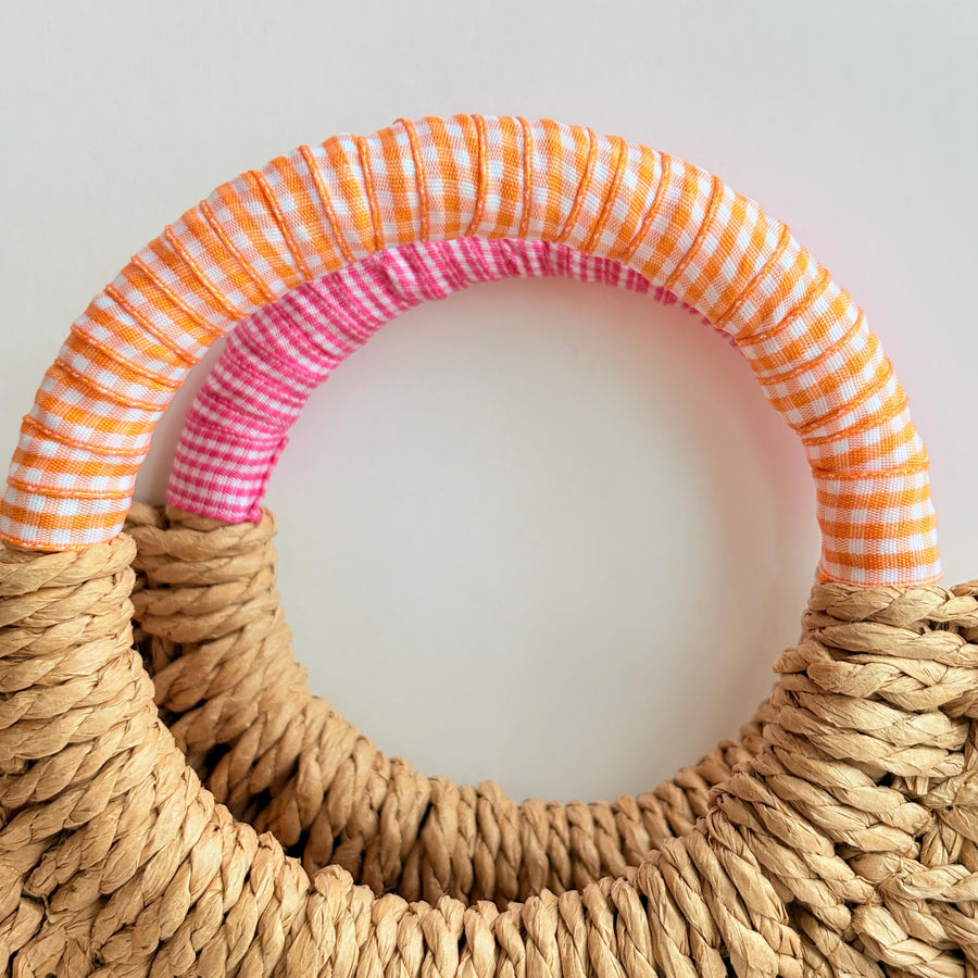 Hummingbird Top Handle Woven Straw Handbag - One-of-a-Kind