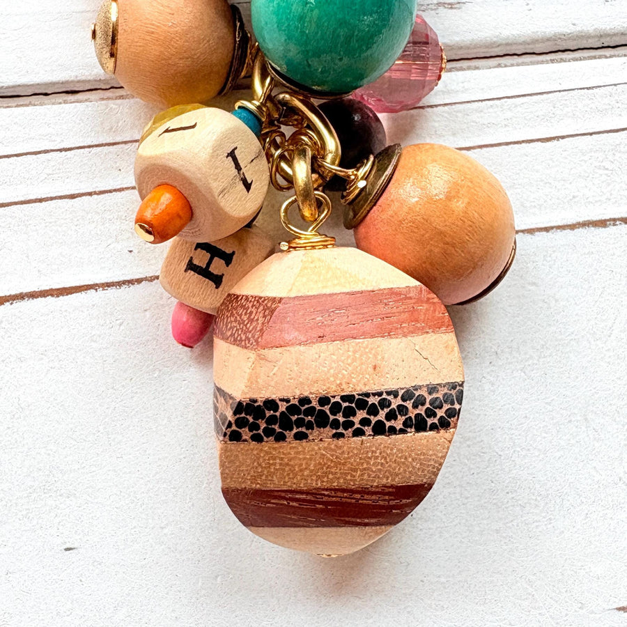 NEW Lenora Dame Wood Beaded Bag Charm