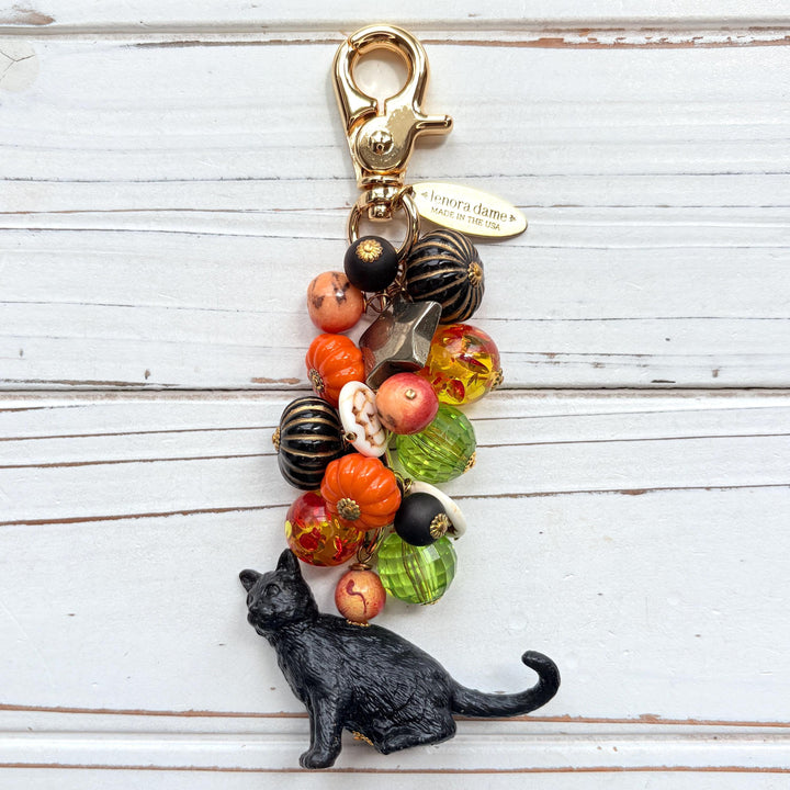 Bewitched Halloween Black Cat Purse Charm