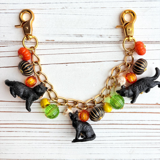 Black Cat Halloween Chain Bag Charm