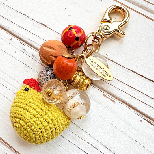 NEW Lenora Dame Crocheted Chicken Bag Charms - 4 Color Options