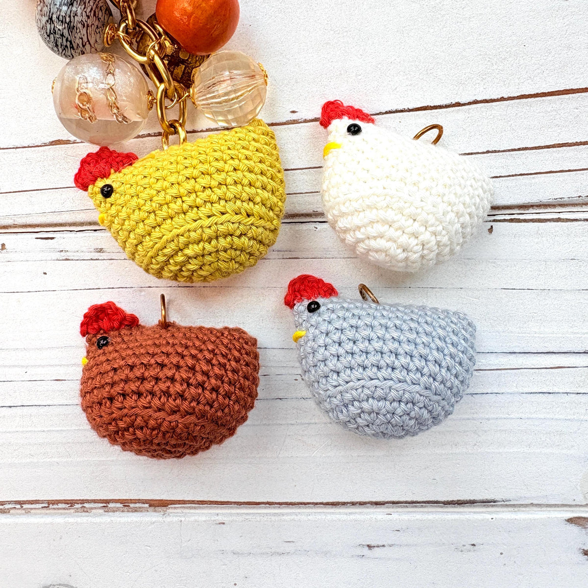 NEW Lenora Dame Crocheted Chicken Bag Charms - 4 Color Options