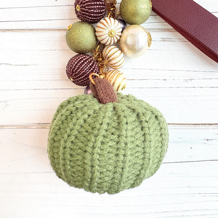 NEW Lenora Dame Sage Crocheted Pumpkin Bag Charm