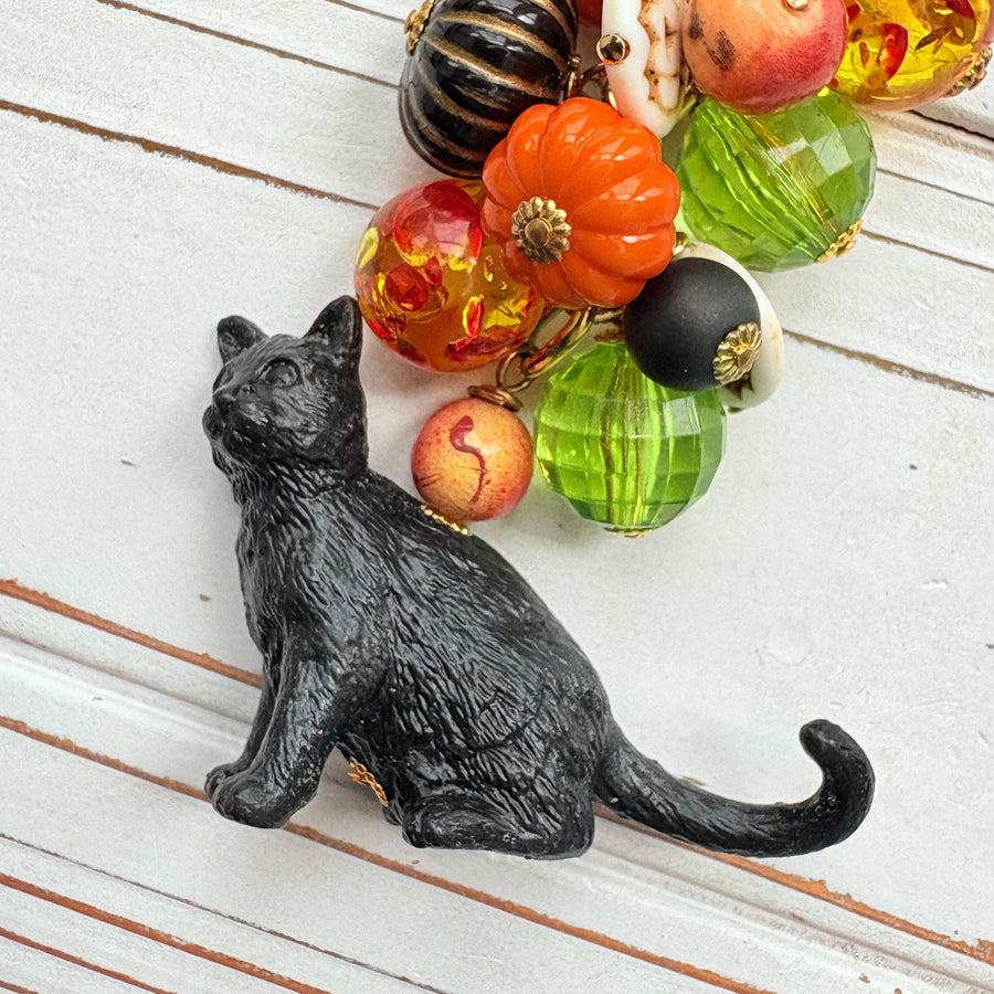Bewitched Halloween Black Cat Purse Charm