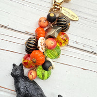 Bewitched Halloween Black Cat Purse Charm
