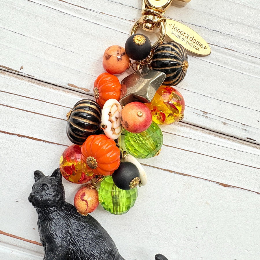 Bewitched Halloween Black Cat Purse Charm
