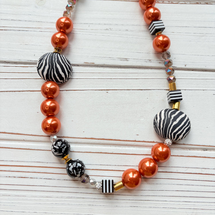 Lenora Dame Zebra Print Beaded Necklace