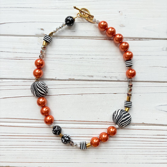 Lenora Dame Zebra Print Beaded Necklace