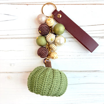 NEW Lenora Dame Sage Crocheted Pumpkin Bag Charm