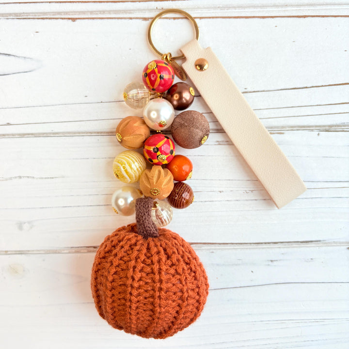 NEW Lenora Dame Burnt Orange Crocheted Pumpkin Bag Charm