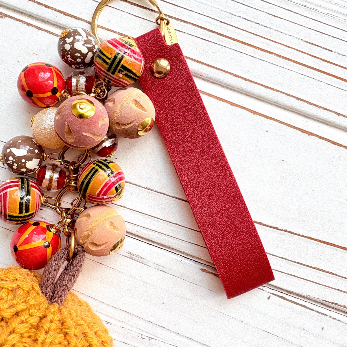 NEW Lenora Dame Golden Yellow Crocheted Pumpkin Bag Charm