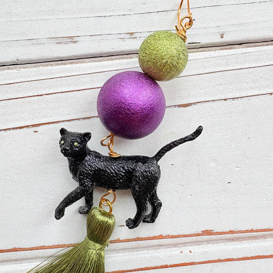 Midnight the Black Cat Halloween Earrings
