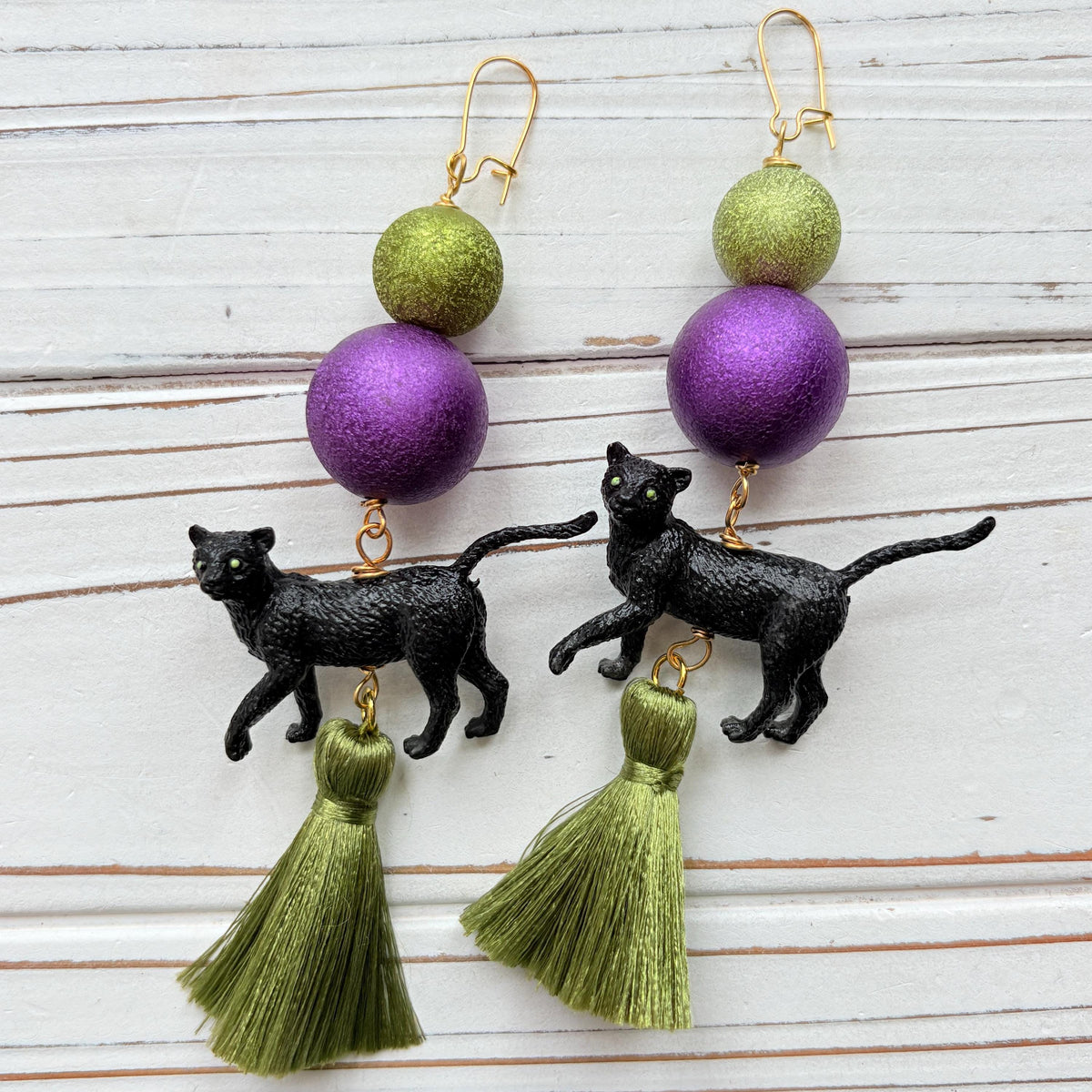 Midnight the Black Cat Halloween Earrings