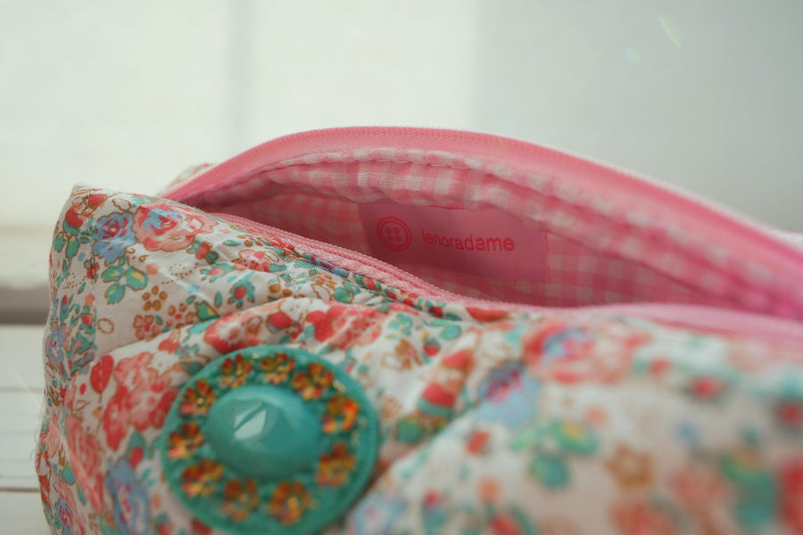 Lenora Dame One-of-a-Kind Jewel Quilted Cosmetic / Makeup bag