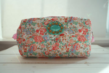 Lenora Dame One-of-a-Kind Jewel Quilted Cosmetic / Makeup bag