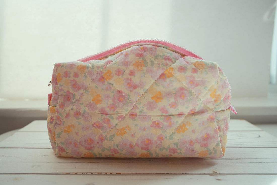 Lenora Dame One-of-a-Kind Daisy Quilted Cosmetic / Makeup bag