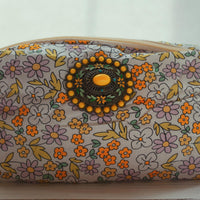 Lenora Dame One-of-a-Kind Lilac Daisy Quilted Cosmetic / Makeup bag