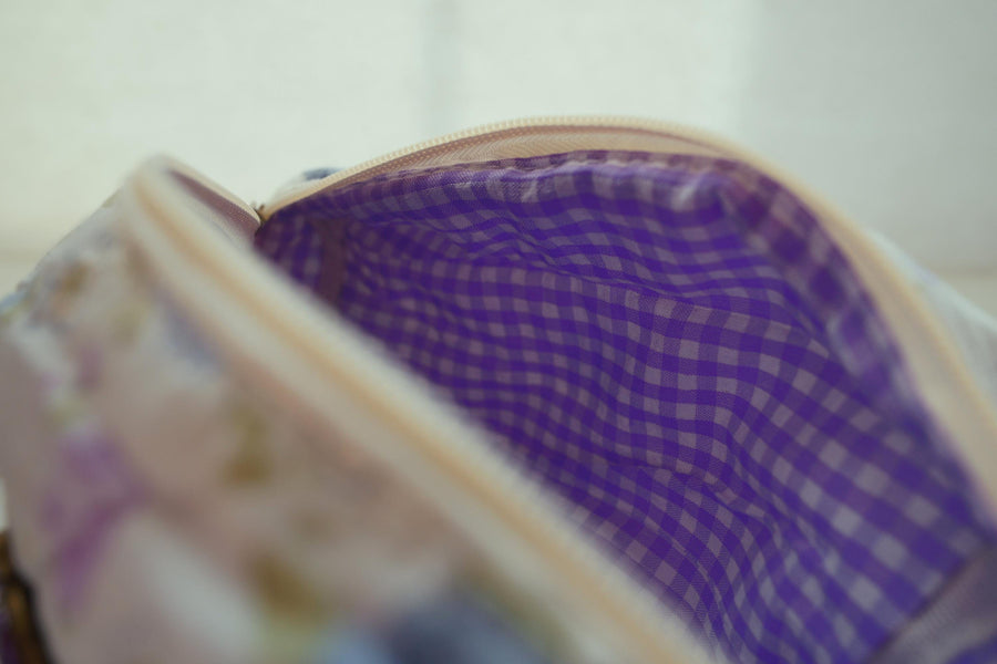 Lenora Dame One-of-a-Kind Purple Quilted Cosmetic / Makeup bag