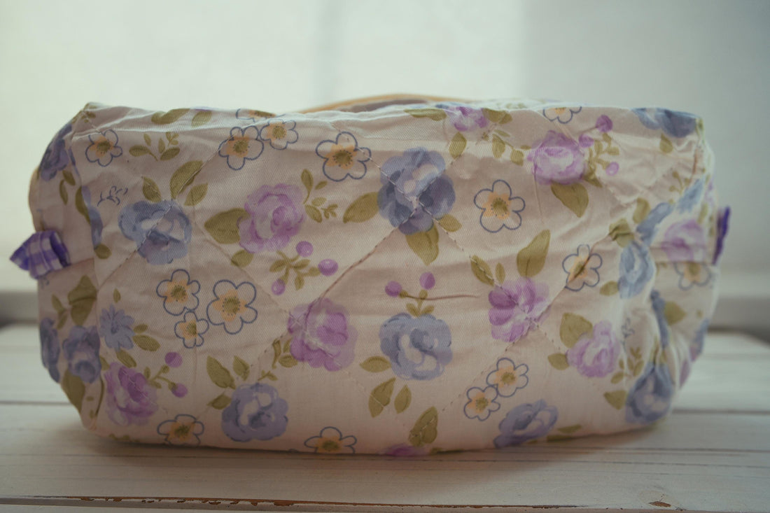 Lenora Dame One-of-a-Kind Purple Quilted Cosmetic / Makeup bag