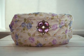 Lenora Dame One-of-a-Kind Purple Quilted Cosmetic / Makeup bag