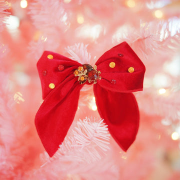 Lenora Dame One-of-a-Kind Christmas Morning Garnet Hair Bow