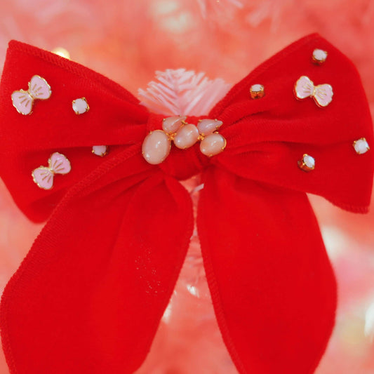 Lenora Dame Christmas Morning Cardinal Red Hair Bow