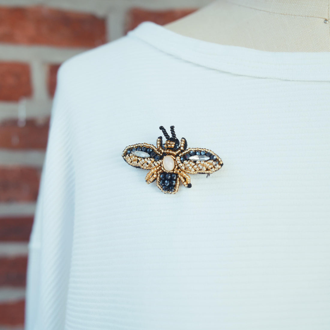 Beaded Appliqué Bumble Bee Pin