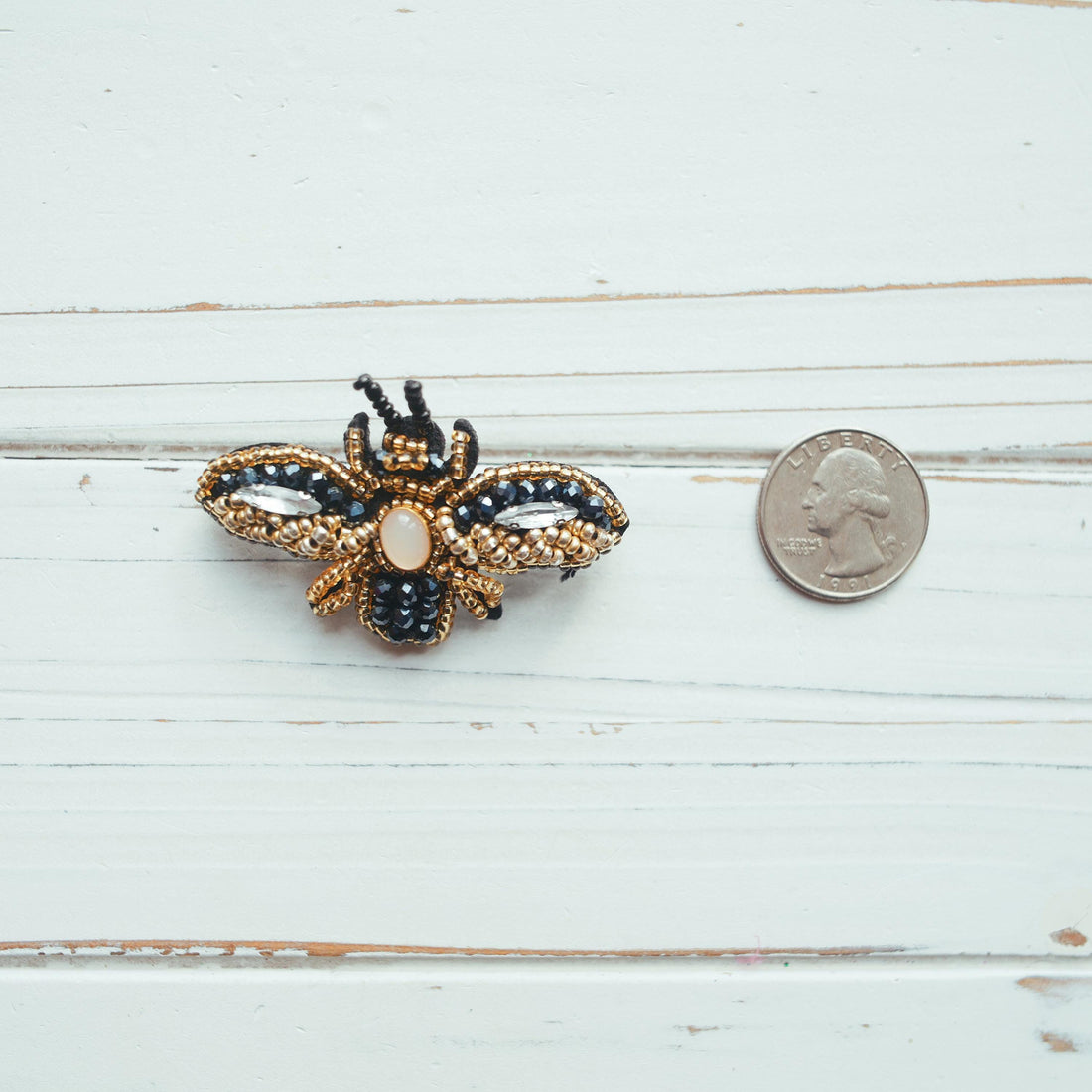 Beaded Appliqué Bumble Bee Pin