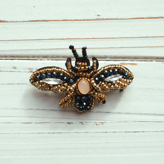 Beaded Appliqué Bumble Bee Pin