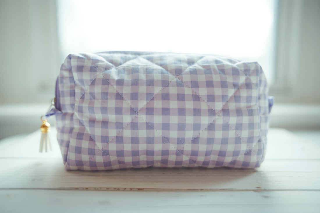 Lenora Dame One-of-a-Kind Quilted Lavender Cosmetic / Makeup bag