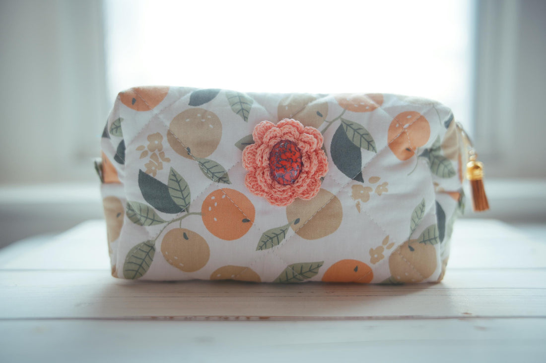 Lenora Dame One-of-a-Kind Quilted fruity Cosmetic / Makeup bag