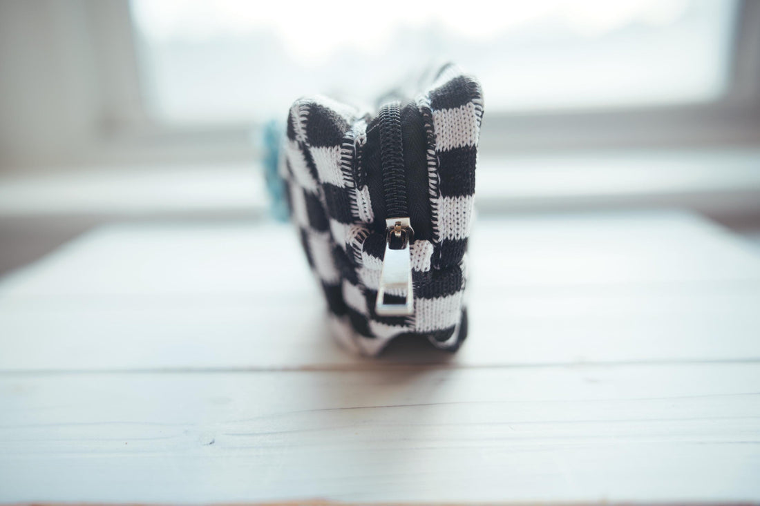 Lenora Dame One-of-a-Kind checkered Cosmetic / Makeup bag