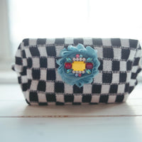 Lenora Dame One-of-a-Kind checkered Cosmetic / Makeup bag