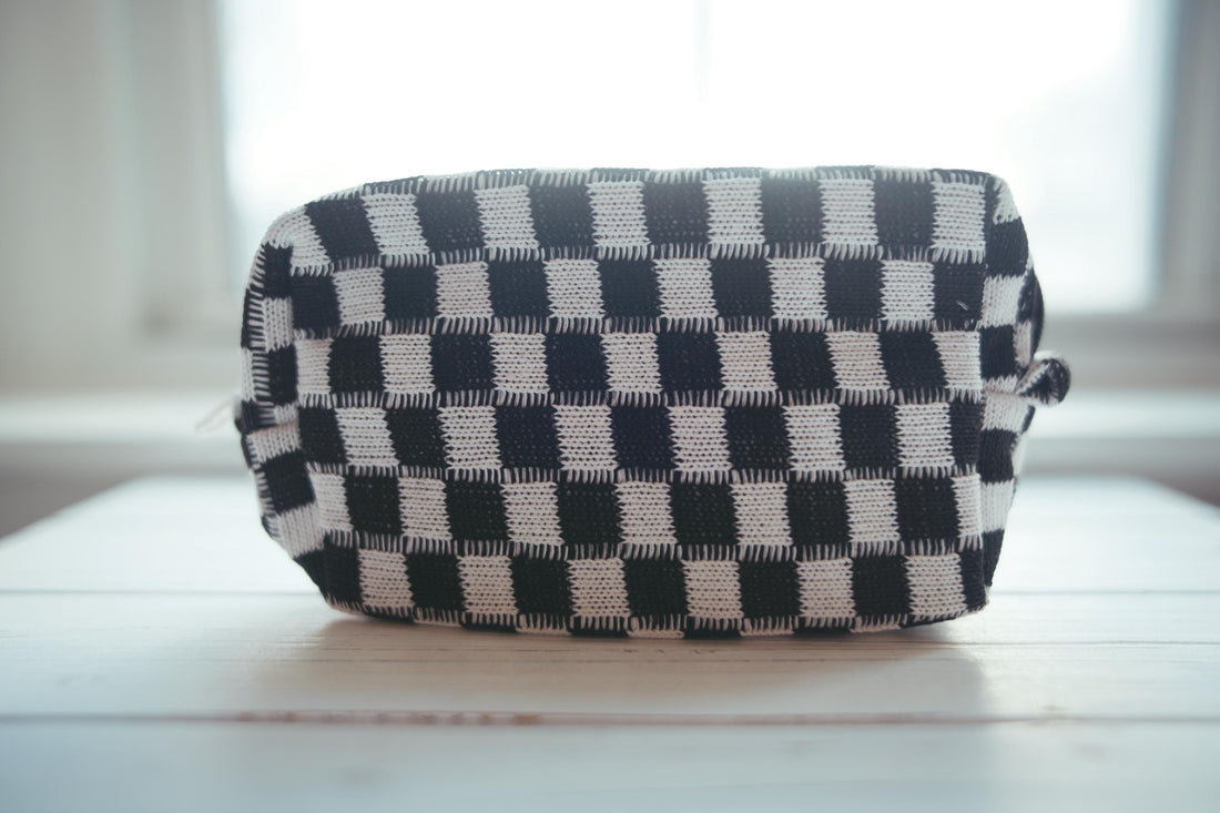 Lenora Dame One-of-a-Kind checkered Cosmetic / Makeup bag