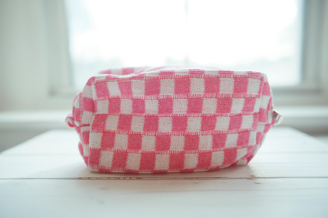 Lenora Dame One-of-a-Kind checkered Cosmetic / Makeup bag
