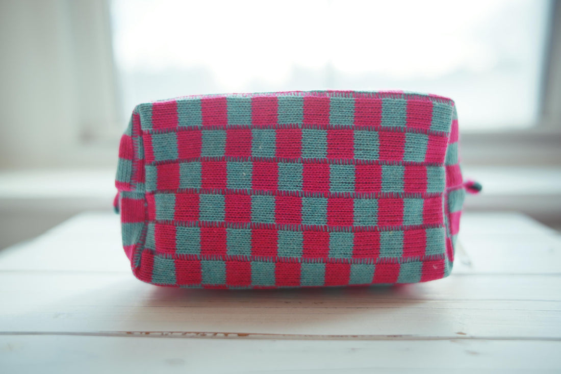 Lenora Dame One-of-a-Kind checkered Cosmetic / Makeup bag