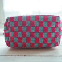 Lenora Dame One-of-a-Kind checkered Cosmetic / Makeup bag