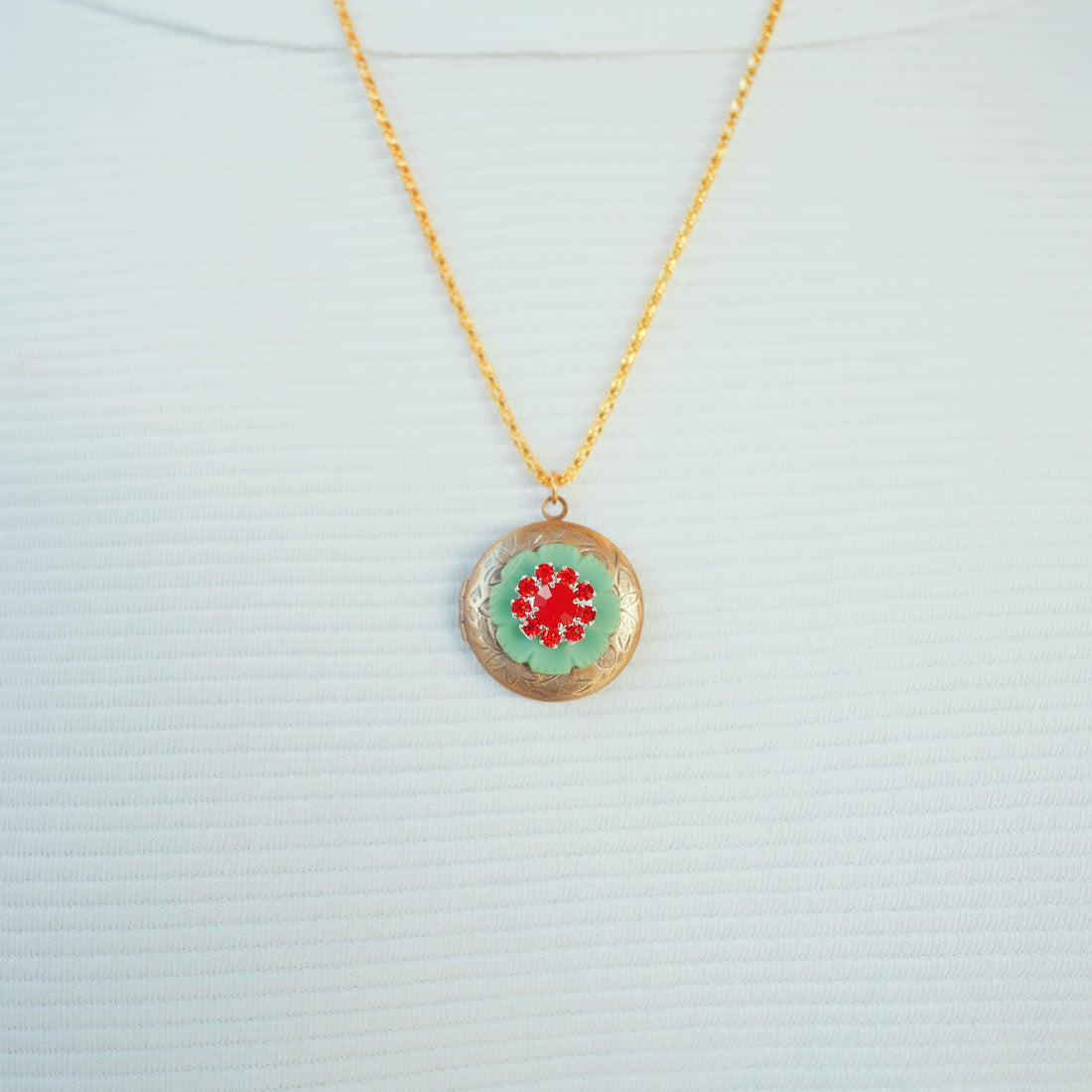 Lenora Dame Red Christmas Wreath Locket