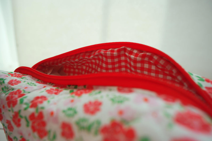 Lenora Dame One-of-a-Kind Floral Print Quilted Cosmetic / Makeup bag