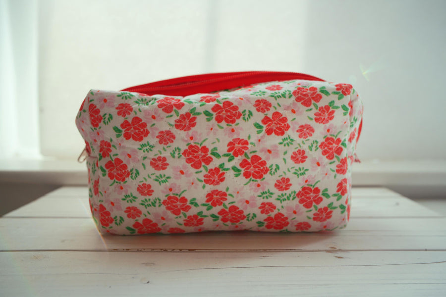 Lenora Dame One-of-a-Kind Floral Print Quilted Cosmetic / Makeup bag