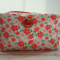 Lenora Dame One-of-a-Kind Floral Print Quilted Cosmetic / Makeup bag