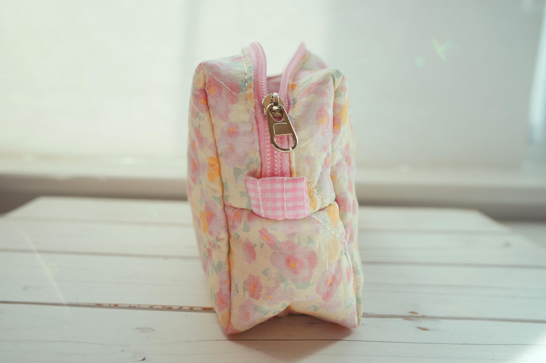 Lenora Dame One-of-a-Kind Daisy Quilted Cosmetic / Makeup bag