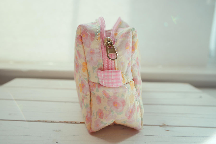 Lenora Dame One-of-a-Kind Daisy Quilted Cosmetic / Makeup bag