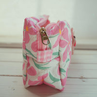 Lenora Dame One-of-a-Kind Pink Floral Quilted Cosmetic / Makeup bag