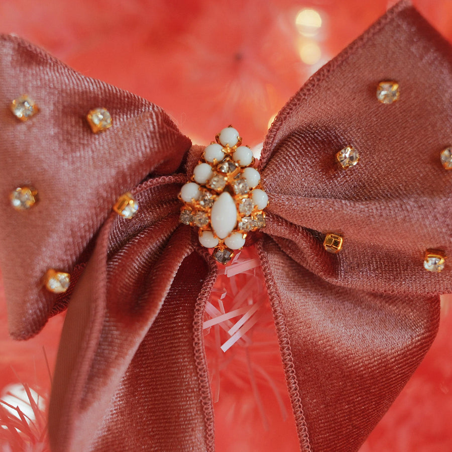 Lenora Dame One-of-a-Kind Christmas Morning Mauve Hair Bow