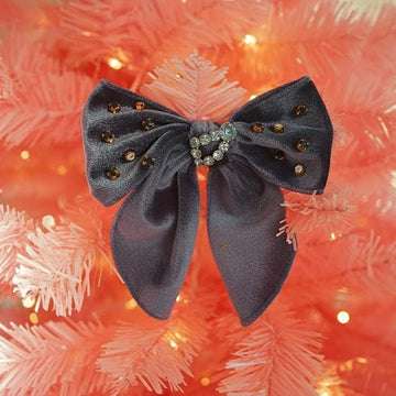 Lenora Dame Christmas Morning Larkspur Blue Hair Bow