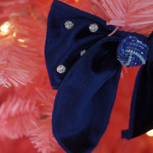Lenora Dame Christmas Morning Collegiate Navy Blue Hair Bow